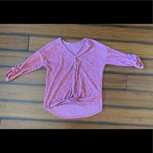 Knotted self-tie button front shirt